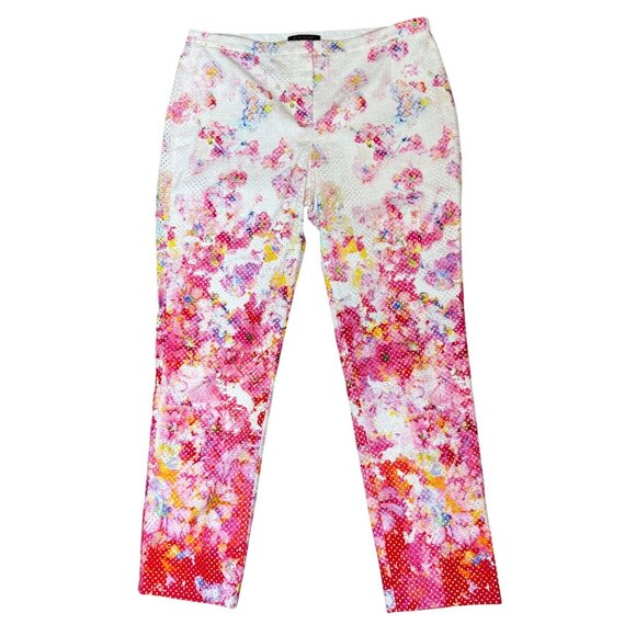 Elie Tahari Floral Embroidered Eyelet Pants Size 12 Garden‎ Party Maximalist - Picture 1 of 5